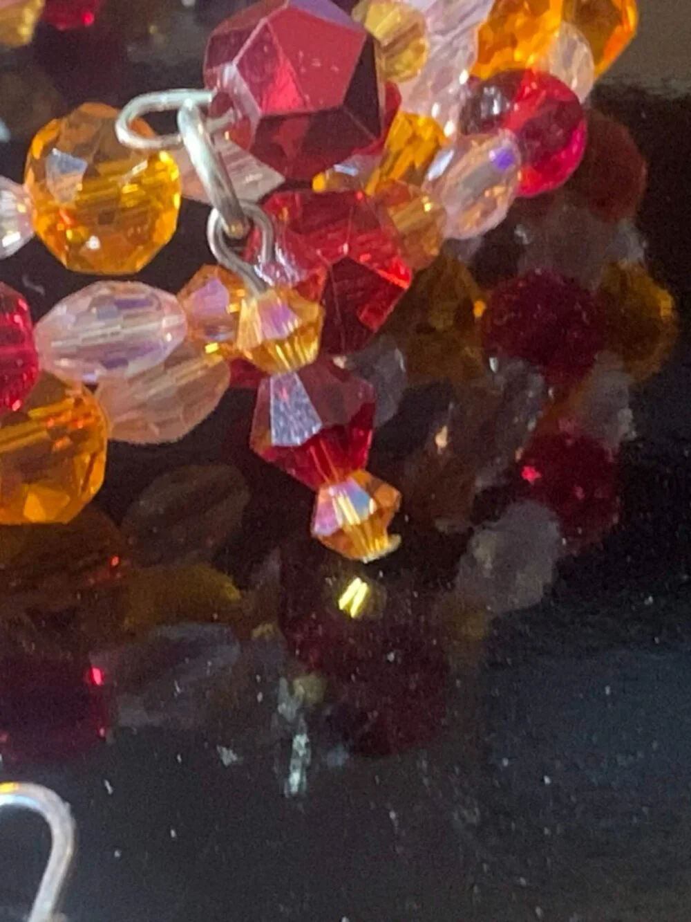'Fire and Ice' hand crafted glass coil bracelet and earrings set